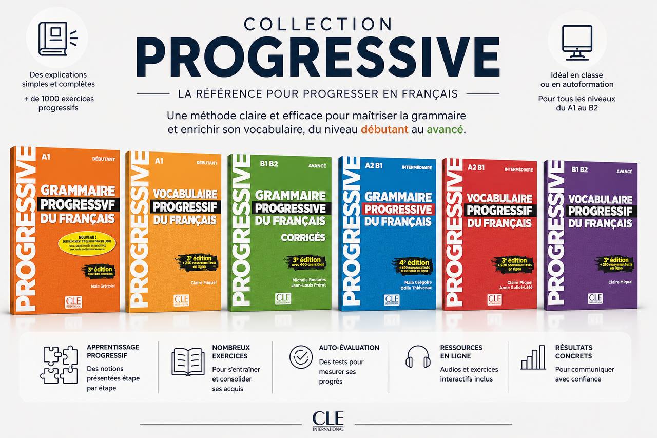 Progressive French grammar and vocabulary books